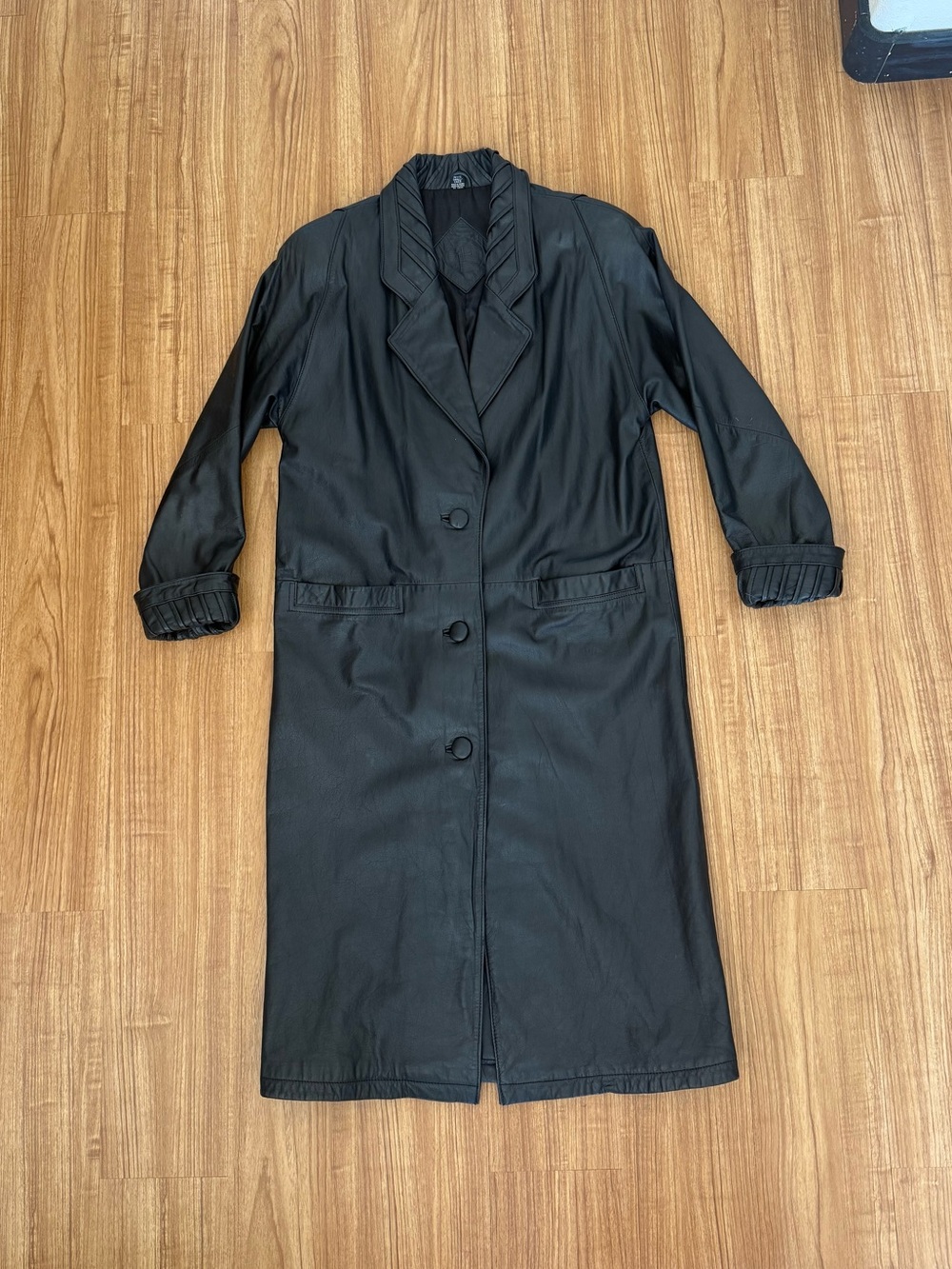 Jacqueline Ferrar Black Long Leather Coat